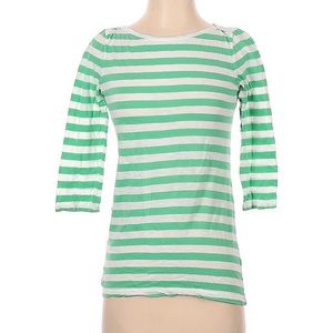 💛 Ann Taylor LOFT 3/4 Sleeve Green Stripe Voyage Tee XS